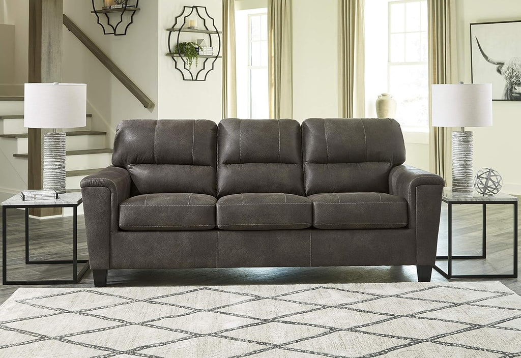 Signature Design by Ashley Navi Faux Leather Modern Sofa, Gray