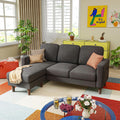 YESHOMY Couch for Living Room, Small L-Shaped Couch with Convertible Chaise, Comfy Sectional Sofa with Ottoman and Side Pockets for Small Space,Dark Grey