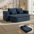 75'' Folding Sleeper Sofa Bed, Convertible Memory Foam Boneless Couch, Foldable Full Size Guest Bed, Modern 2-in-1 Futon Floor Sleeper Sofa with 4 Pillows and Blanket (Corduroy, Blue)