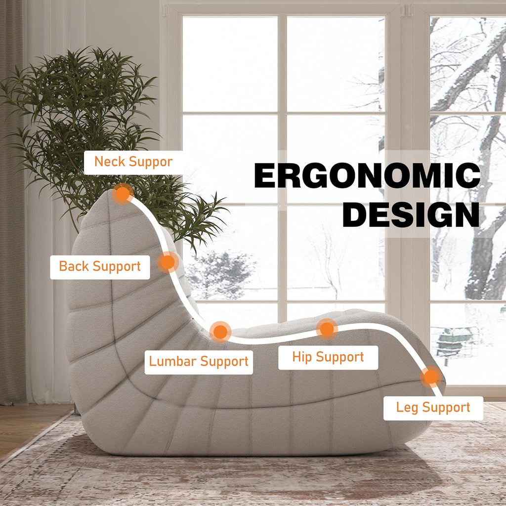 YVDNHP Bean Bag Chair for Adults, Oversized Fireside Chair Comfy Lazy Floor Sofa, Single Seat Sofa Couch Memory Foam Bean Bag Chair for Living Room, Bedroom Apartment Office (Beige)