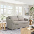 Serta Hawthorne 66.1' Slipcovered Convertible Sleeper Loveseat, Full Size, Dreamcoil Comfort, FingerGuard Pinch Point Protection, Polyester Tweed Fabric, Flax