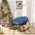 Outdoor Rocking Chair, Indoor & Outdoor Comfy Oversized Papasan Chair with Padded Cushion, Oversized Metal Frame Egg Chair for Living Room, Patio, Front Porch, Backyard