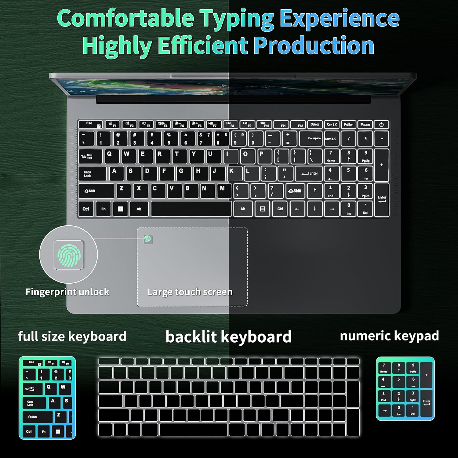 17.3 inch FHD IPS Laptop Computer, 16GB RAM 1TB SSD, 6500Y CPU(Up to 3.4GHz, Beat N5095), Win 11 Pro, Backlit Keyboard, Fingerprint, HDMI, USB-C,BT 5.0/WiFi,180° View,for Business Students