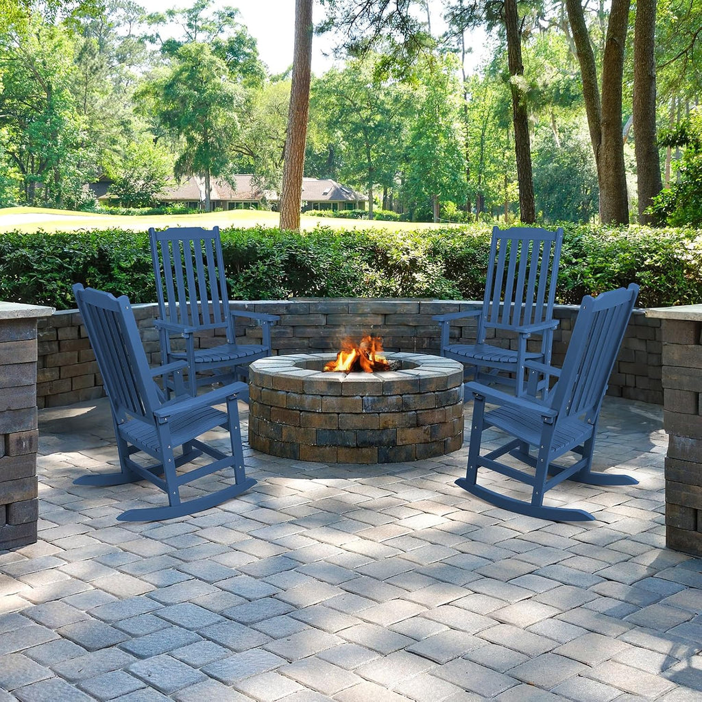 Outdoor Rocking Chair, Oversized All Weather High Back Porch Rocker, Patio Rockers for Outside