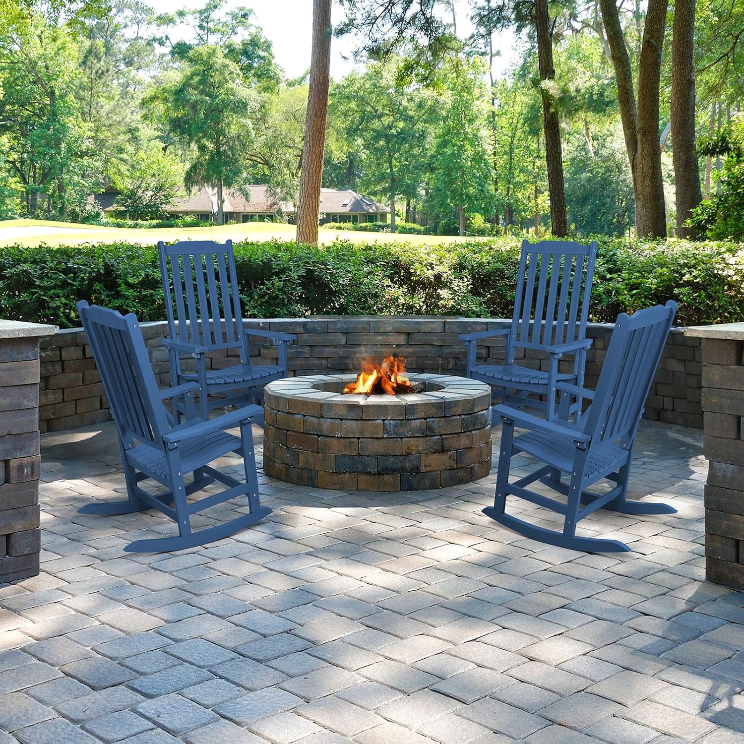 Outdoor Rocking Chair, Oversized All Weather High Back Porch Rocker, Patio Rockers for Outside