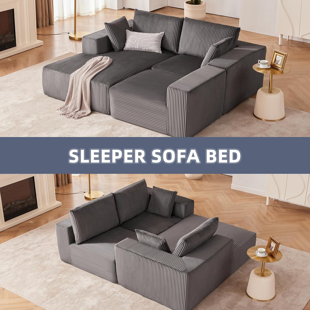 108' Modular Sectional Sofa, Cloud Sectional Couch with Deep Seat, Upholstered Boneless Couches for Living Room Bedroom, Modern Modular L-Shape Sofa Couch with Chaise (Left Facing Chaise, Dark Gray)