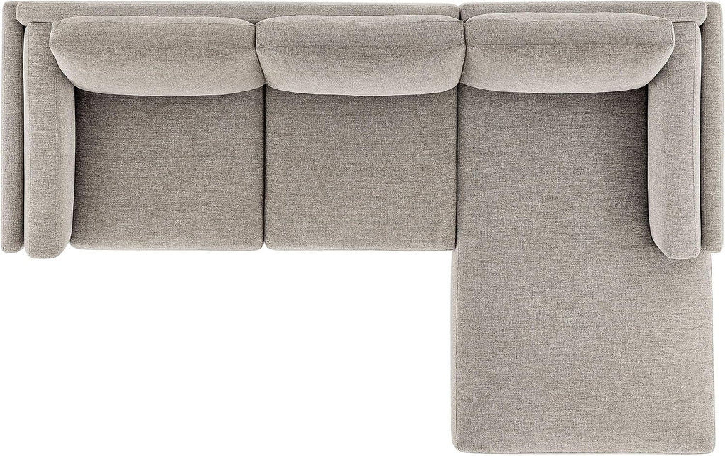 Modway Roscoe Right-Facing Sectional Sofa with Chaise in Pewter - 2-Piece Mélange Chenille Fabric Deep Seat Couch, L Shaped Modular for Living Room or Lounge