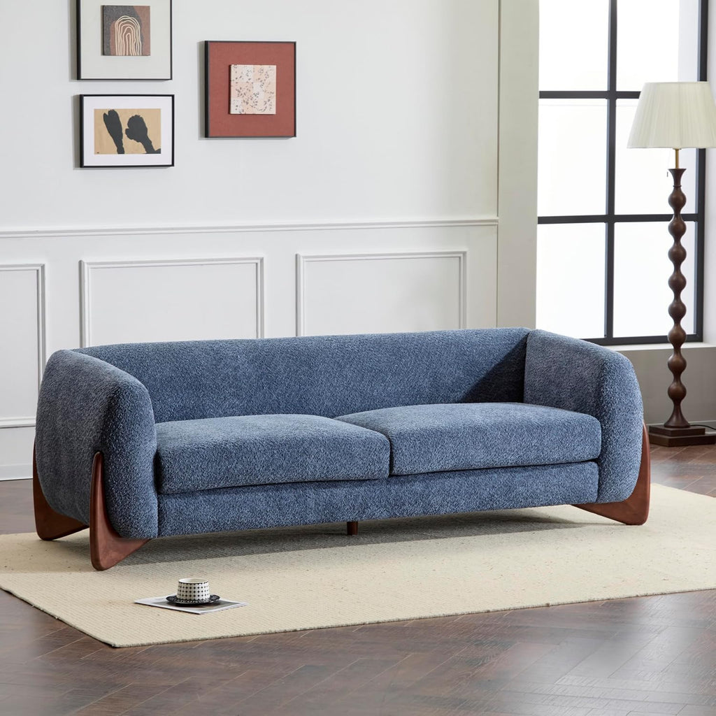 Christopher Knight Home Almab 82 Inches Sofa Couch, Cozy Boucle Upholstered 3-Seater Sofa, Wood Frame Couch, Comfy Couches for Living Room and Office, Modern Sofa, Lounge Seating, Navy Blue