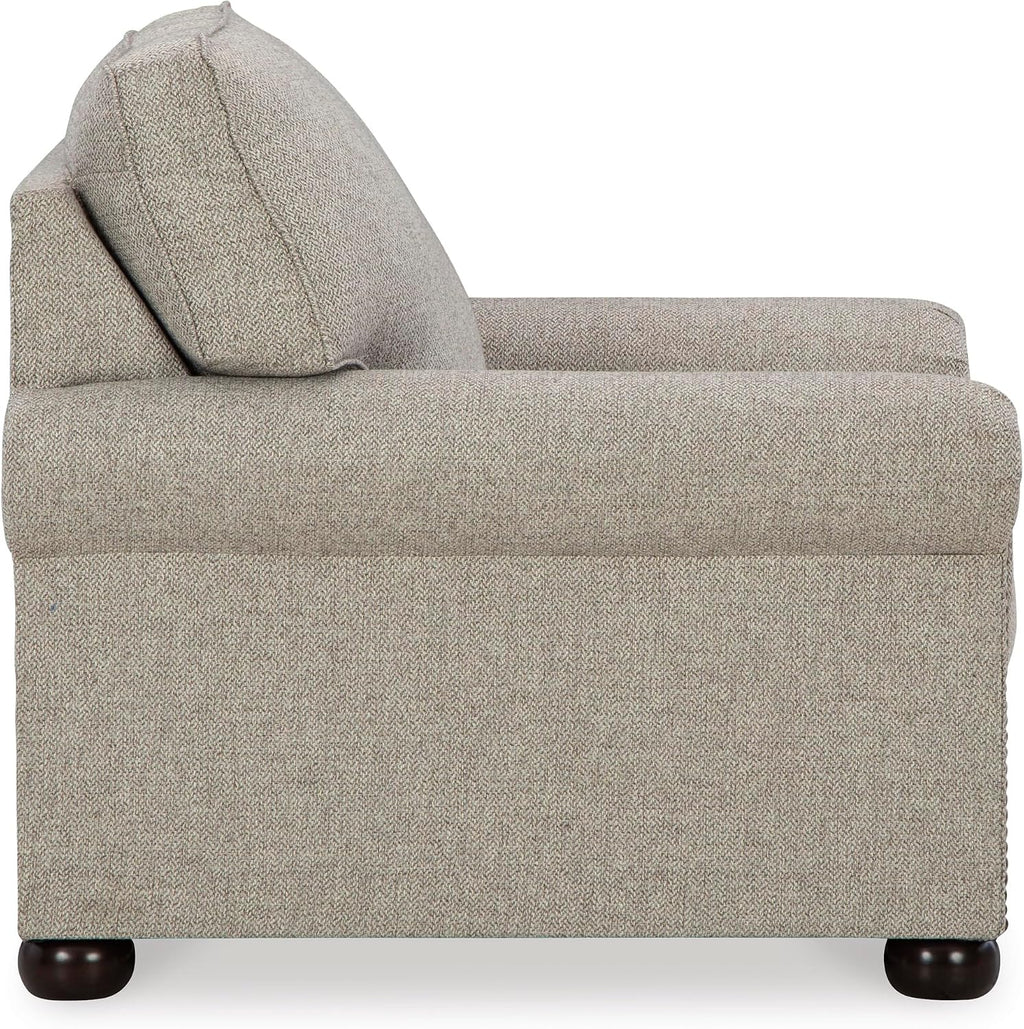 Signature Design by Ashley Gaelon Transitional Upholstered Chair with Nailheads, Light Gray