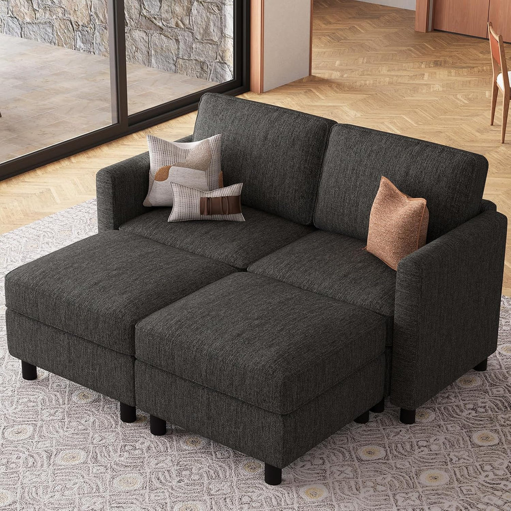 Belffin 58.3' Modular Sectional Sofa 4 Seats Sleeper Sofa Washable Sectional Couches for Living Room Comfy Couches with Storage Seat Couch Sofas with Chaise,Dark Grey