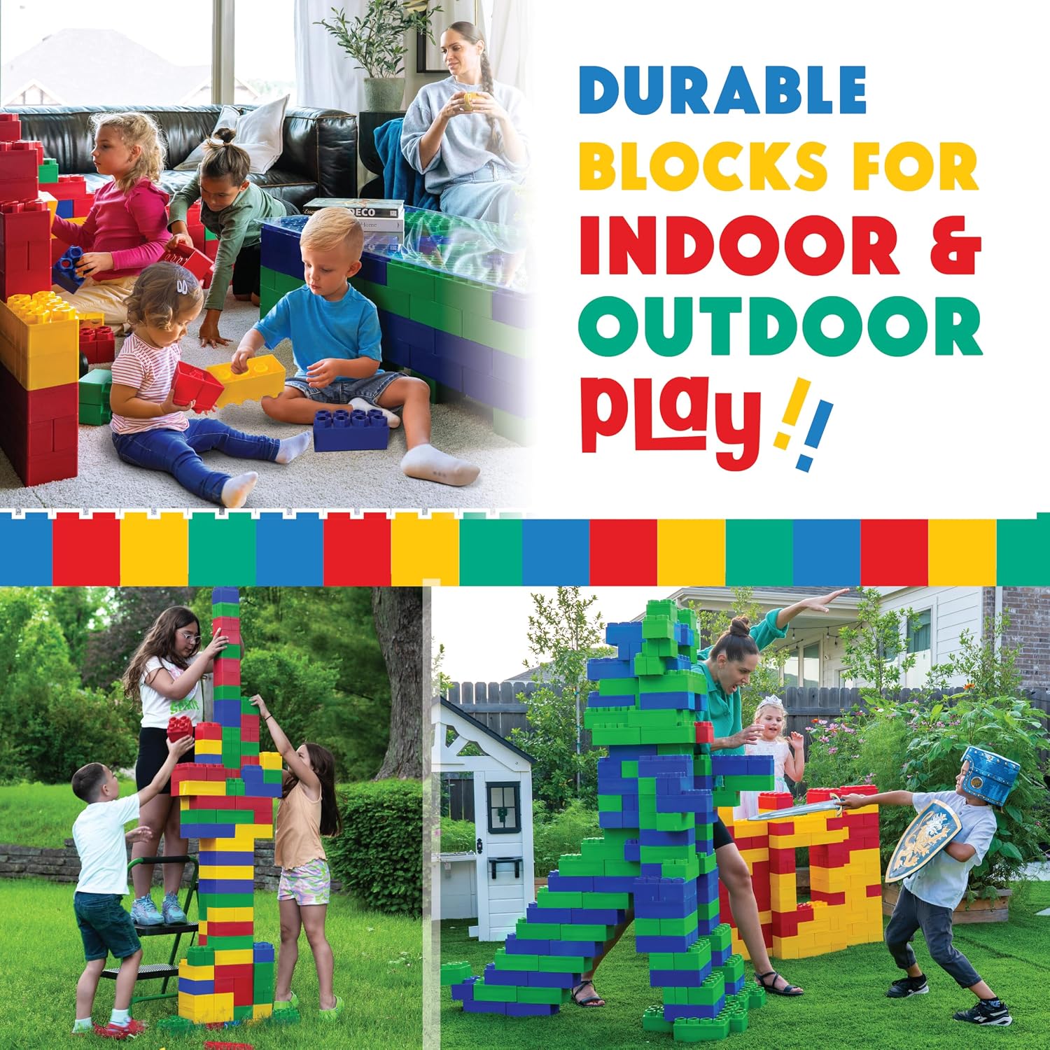 BiggoBlocks Large Building Blocks for Kids Ages 3-8 – 288 Piece Mega Set – Indoor & Outdoor STEM Toy for Boys & Girls