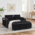 LUMISOL 55.5' Convertible Sleeper Sofa with Pull Out Bed, 3-in-1 Loveseat Sofa with USB Ports, 2 Cup Holders & Storage Pockets, Velvet Sleeper Sofa Bed with Adjustable Backrest, Black