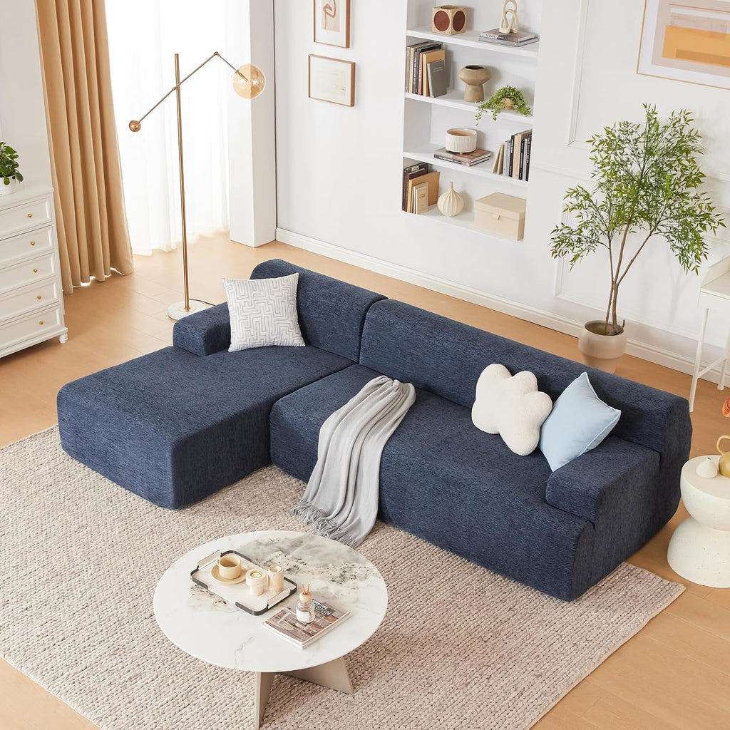 Huatean Home 107' Chenille Modular Sectional Sofa, L-Shape Couches for Living Room, Modern Sofa Couch for Living Room, High Density Sponges Cloud Couch Sectional, Blue