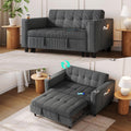 LINSY Sleeper Sofa Bed, 54' Pull Out Couch with Charging Station & Cup Holder, Small 3 in 1 Convertible Loveseat Sleeper Couch for Apartment, Dorm Room, Bedroom and Small Space, Corduroy Gray