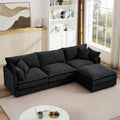 Harper & Bright Designs 105' W Modular L-Shaped Sectional Sofa with Removable Ottoman, 3-Seater Configurable Layout, Black