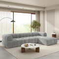 Christopher Knight Home Mania 122' Modular L-Shape Sofa Couch with Chaise Lounge, Modern Sectional Sofa Set for Living Room, Boucle Fabric Upholstered Cloud Couch with Deep Seat, Gray