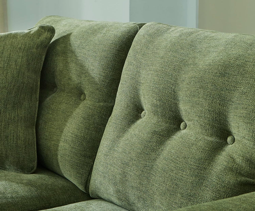 Signature Design by Ashley Bixler Sofa, Mid-Century Modern Sofa with Button-Tufted Back, Durable Foam Cushions, Platform Foundation Support, Polyester Blend Upholstery, Olive