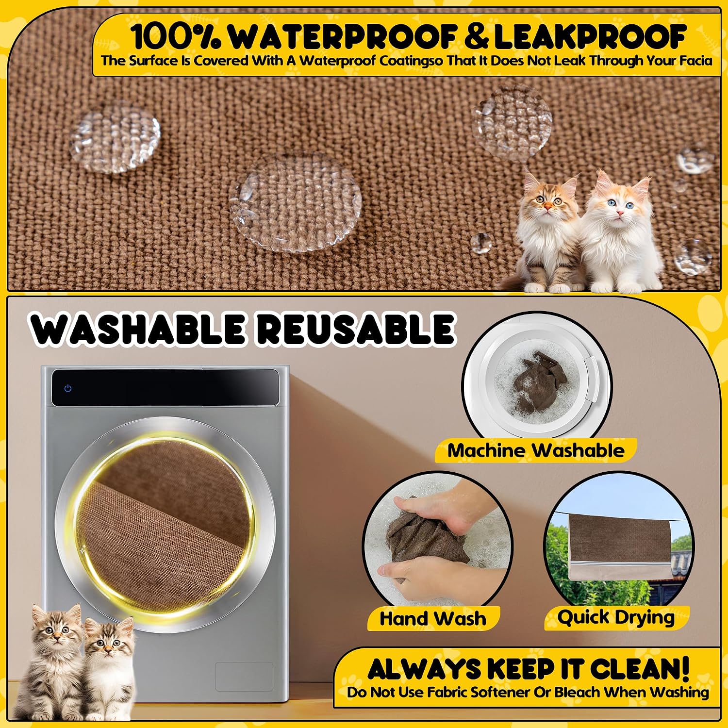 Loiion Cat Scratch Furniture Protector - Anti-Slip, Waterproof Sofa Cover to Keep Cats Off, Pet-Friendly Couch Protectors for 3 Cushion Couch, Anti-Scratch Couch Cover for Pets and Kids 134'X91'Brown
