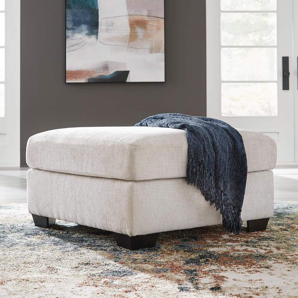 Signature Design by Ashley Aviemore Contemporary Square Oversized Accent Ottoman for Living Room, Beige