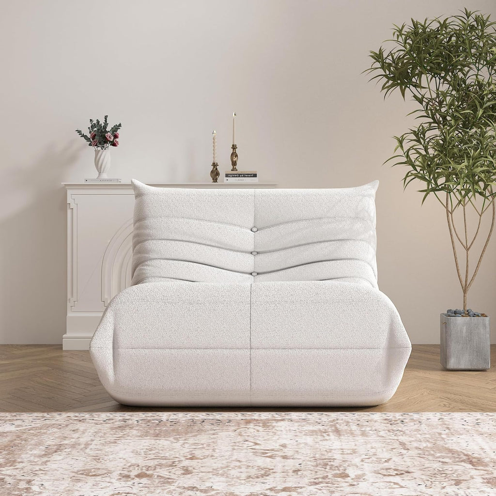 YVDNHP Bean Bag Chair for Adults, Oversized Fireside Chair Comfy Lazy Floor Sofa, Single Seat Sofa Couch Memory Foam Bean Bag Chair for Living Room, Bedroom Apartment Office (Beige)