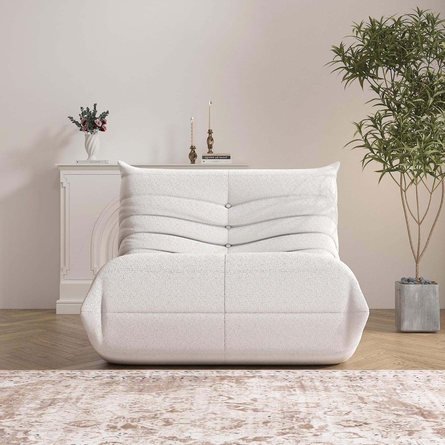 YVDNHP Bean Bag Chair for Adults, Oversized Fireside Chair Comfy Lazy Floor Sofa, Single Seat Sofa Couch Memory Foam Bean Bag Chair for Living Room, Bedroom Apartment Office (Beige)