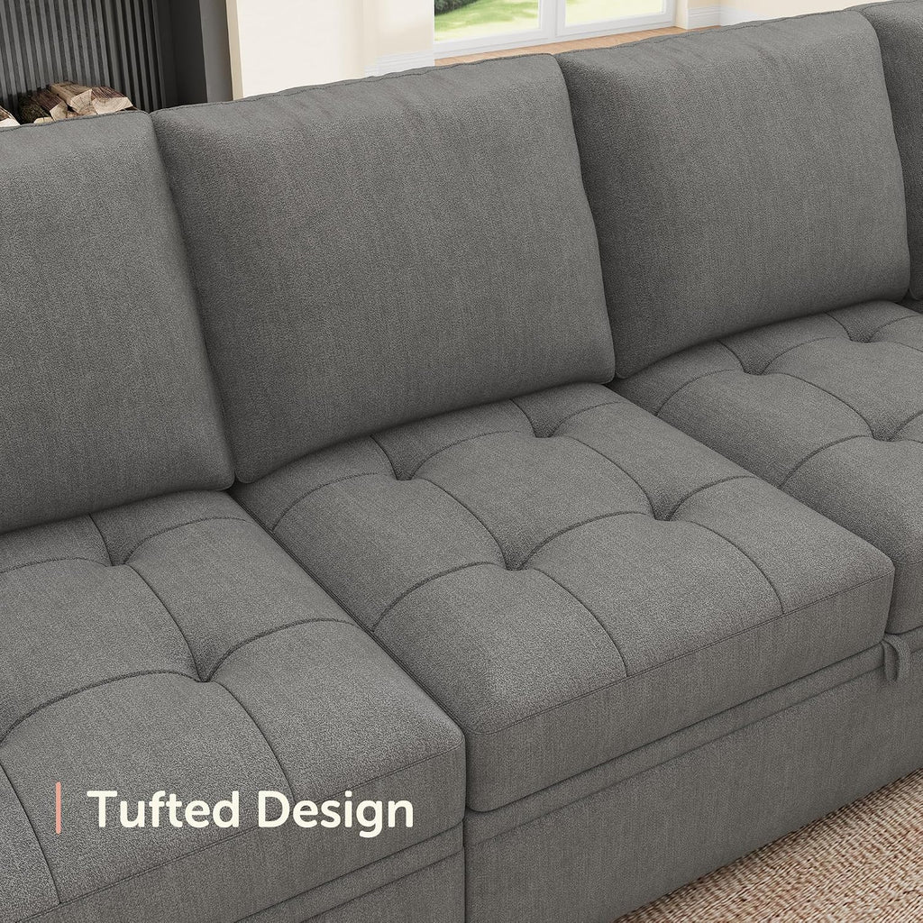 HONBAY Modular Sectional Couch L Shaped Sofa with Storage Seats Sectional Couches for Living Room,Warm Grey