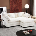 Ihanherry 77' L Shaped Modern Sofa Modular Sectional Cloud Couch with Ottoman, 3-Seat Chenille Deep Seat Sofa with Pillow for Living Room, Bedroom and Apartment, Beige