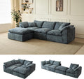 109' Modern Cloud Couches for Living Room, Deep Seat Convertible L-Shape Boneless Couch with Ottoman, Oversized Comfy 3-Seater Couch Chenille Fabric Compressed Sofa Modular Sectional Sofa, (Blue)