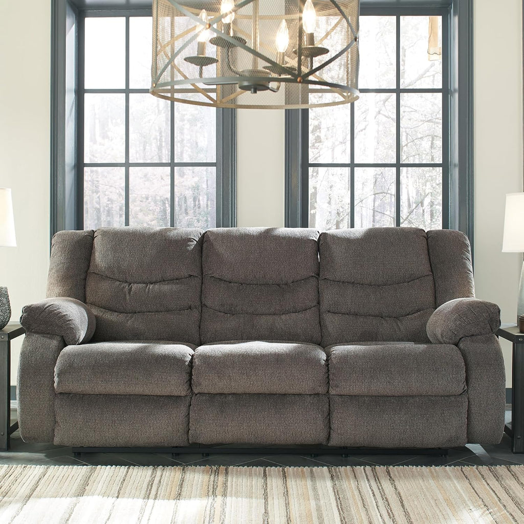 Signature Design by Ashley Tulen Modern Manual Pull Tab Reclining Sofa, Dark Gray