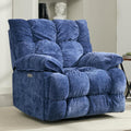 Oversized Recliner Chair, Overstuffed Swivel Rocker with Extra Wide Seat & Breathable Fabric for Living Room (Power, Blue)