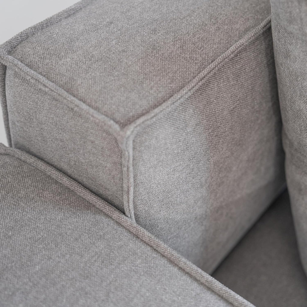 Acanva Luxury Modular Sectional Living Room Sofa Set, Modern Minimalist Style Couch with Ottoman and Chaise, L-Shape, Grey