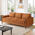 Christopher Knight Home Yadil Teddy Fleece Upholstered 3 Seater Sofa Couch, Wooden Home Sofa Living Room, Comfy Cloud Couch for Bedroom, Home Office, Orange