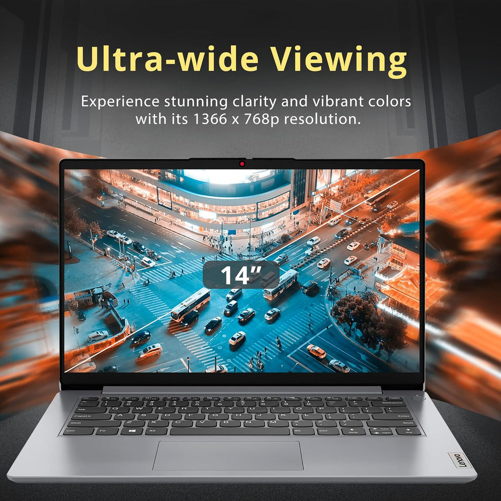2022 Lenovo Ideapad 1i 14' HD Laptop, Intel Celeron N4020 Processor, 4GB RAM, 64GB eMMC Flash Memory, Intel HD Graphics 500, HD Webcam, Stereo Speakers, Cloud Grey, Windows 11S, 128GB USB Card