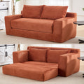 GNIXUU Corduroy Cloud Loveseat Sofa, 2 in 1 Convertible Sleeper Sofa with Fixed-Shape Frame, Comfy Folding Boneless Love Seat Couches for Living Room, Apartment, Small Spaces. Orange