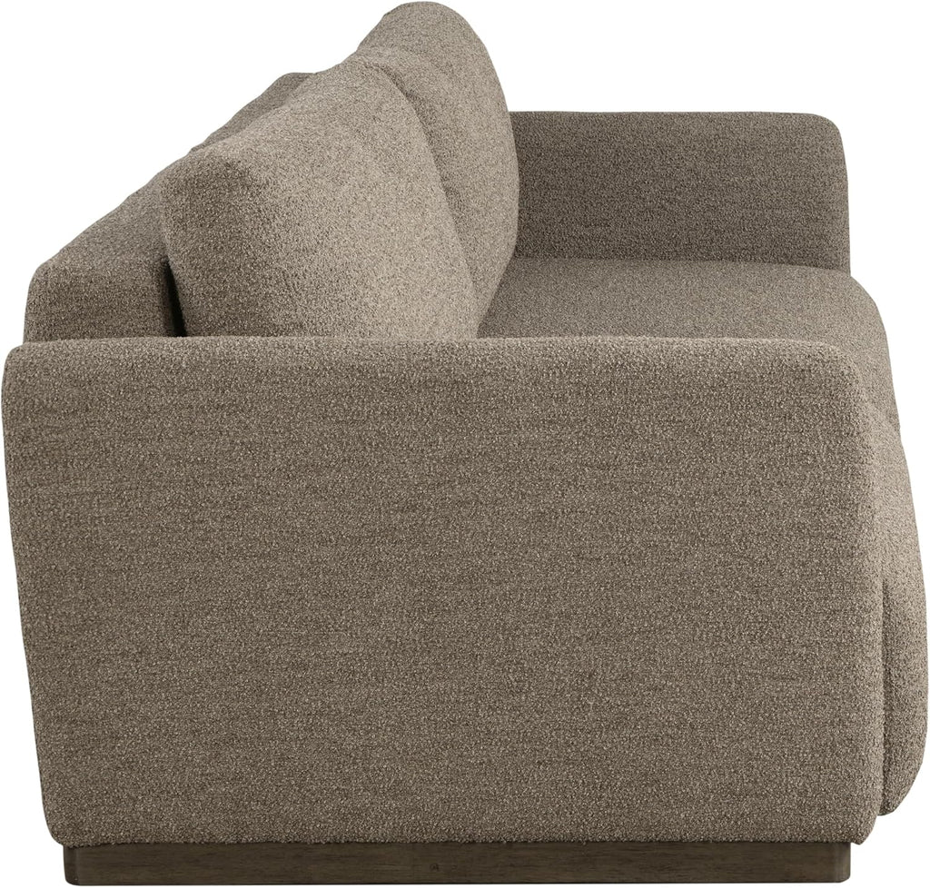 Serta Vail 86' Convertible Sleeper Sofa, Queen Size, Wall-Hugging Dreamglide Mechanism, Dreamcoil Comfort, Boucle Fabric, Brown
