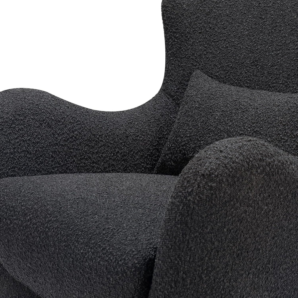 Nursery Works Solstice Swivel Glider in Black Boucle with Black Wood Base, Greenguard Gold Certified and CertiPUR-US® Certified