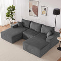 Weture 108' Modular Sectional Sofa, Cloud Sectional Couch with Deep Seat, Upholstered Boneless Couches for Living Room Bedroom, Modern Modular U-Shape Sofa Couch with Chaise, 5Seat, Gray