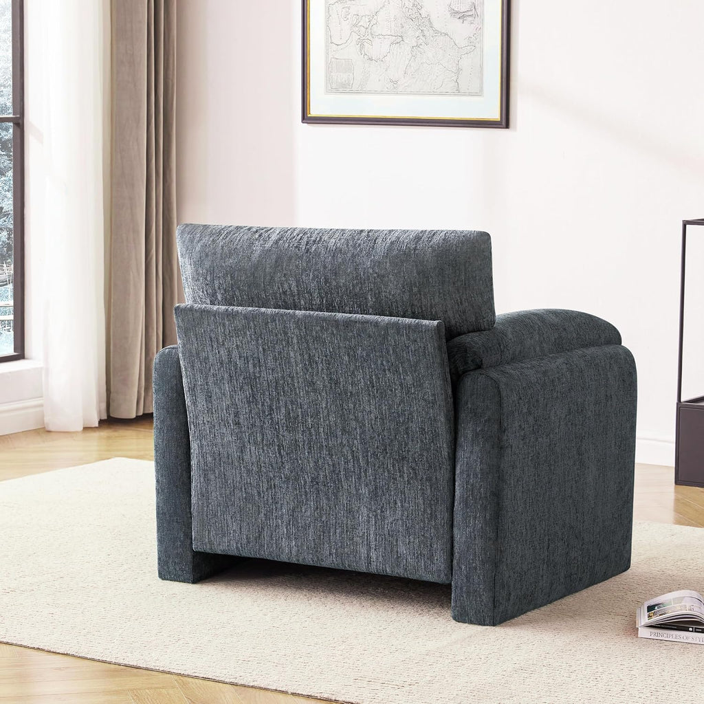 Howjoe Chenille Oversized Armchair, 38.6' Wide Accent Chairs for Living Room & Bedroom Modern Lounge Chair, Upholstered Mid-Century Reading Chair, Comfy Living Room Chair, Single Sofa Chair, Blue
