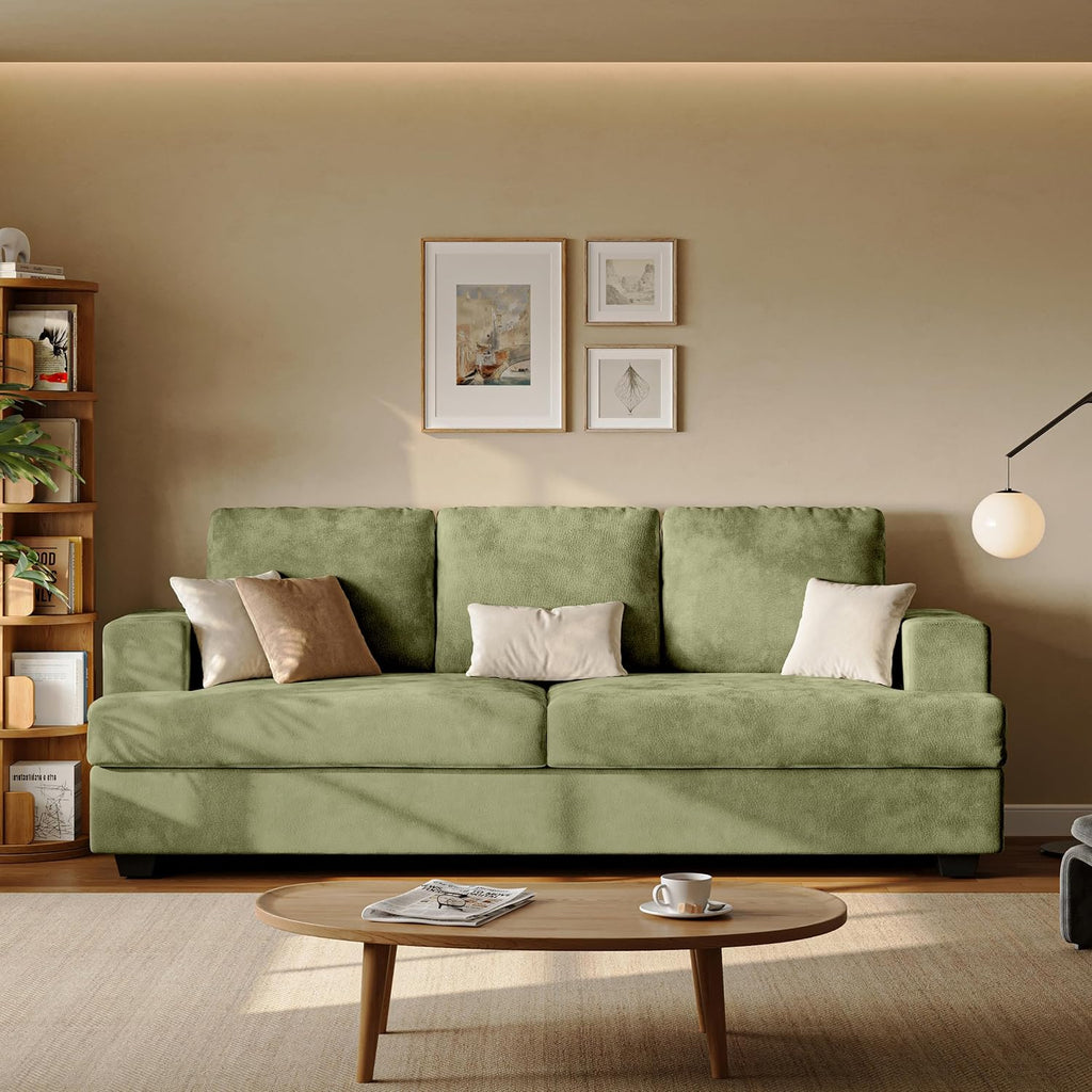 89' Green Couches for Living Room, 3 Seater Couch with Deep Seat, Oversized Loveseat Sofa for Apartment and Small Spaces