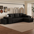 104.5 inch Reversible Sleeper Sectional Sofa with Pull Out Bed , Convertible L Shaped Sectional Couch with Storage Chaise and 2 Stools , Tufted Upholstered Pullout Sofa Bed for Living Room Apartment