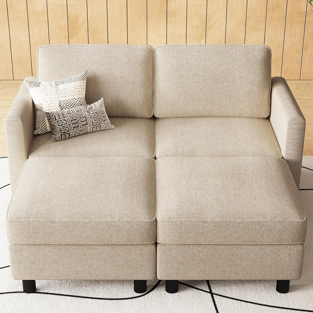 Belffin 58.3' Modular Sectional Sofa 4 Seats Sleeper Sofa Washable Sectional Couches for Living Room Comfy Couches with Storage Seat Couch Sofas with Chaise,Beige
