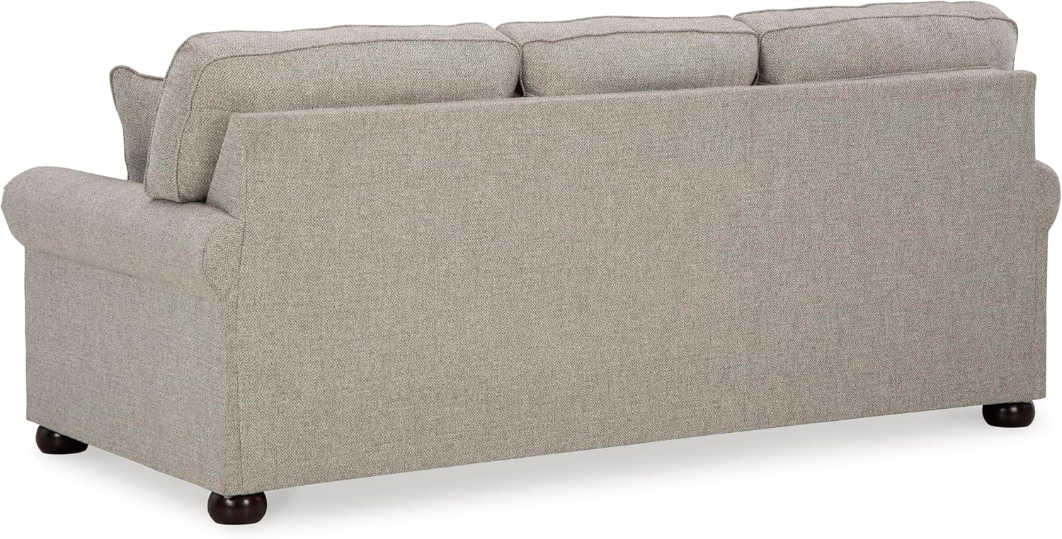 Signature Design by Ashley Gaelon Transitional Sofa with Nailheads and 2 Accent Pillows, Beige