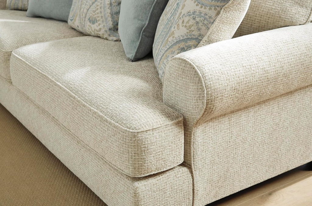 Signature Design by Ashley Monaghan Vintage Loveseat with Accent Pillows, Reversible Cushions and Rolled Arms, Beige