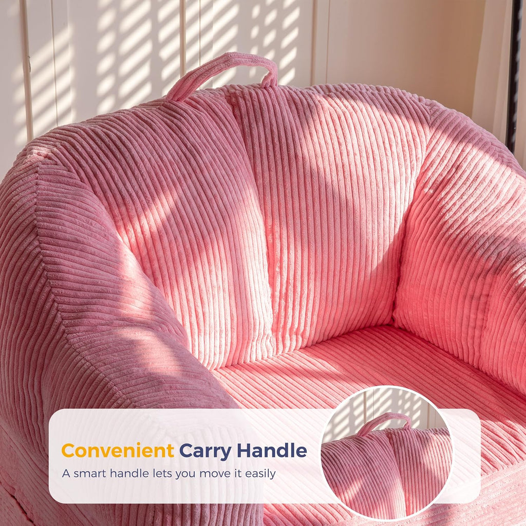 MAXYOYO Folding Sofa Bed with Backrest, Boneless Fold Out Couch Bed with Handle, 2 in 1 Convertible Bean Bag Chair to Floor Sofa Lounger, Comfy Folding Couch for Bedroom & Living Room, Pink