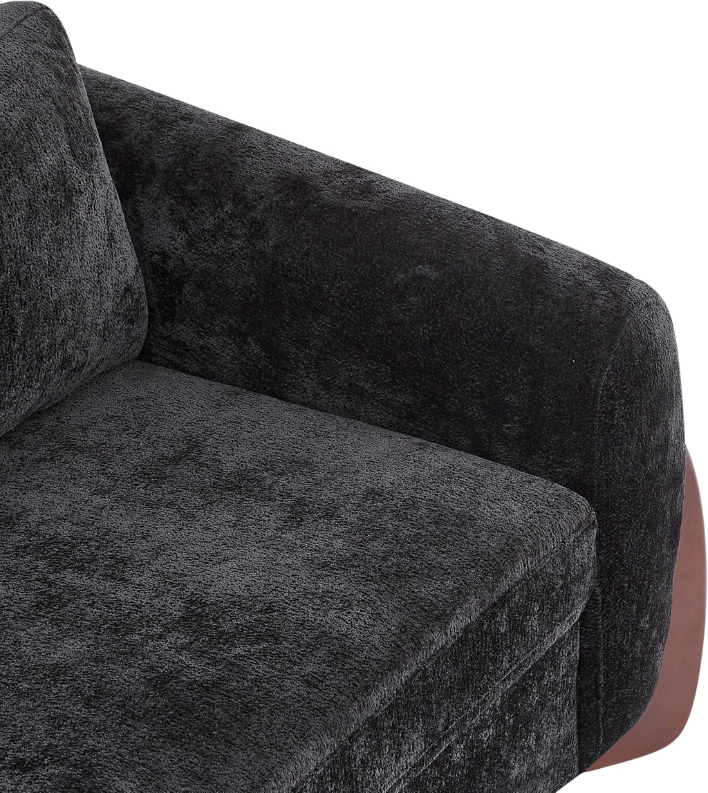 Christopher Knight Home Taki 89 Inches Sofa Couch, Cozy Chenille Upholstered 3-Seater Sofa, Wood Frame Couches, Comfy Home Sofa Living Room and Office, Lounge Seating with Armrests, Black