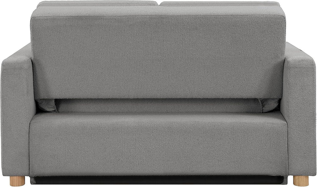 Serta Tulsa 66.1' Convertible Sleeper Loveseat, Full Size, Dreamcoil Comfort, FingerGuard Pinch Point Protection, Boucle Fabric, Grey