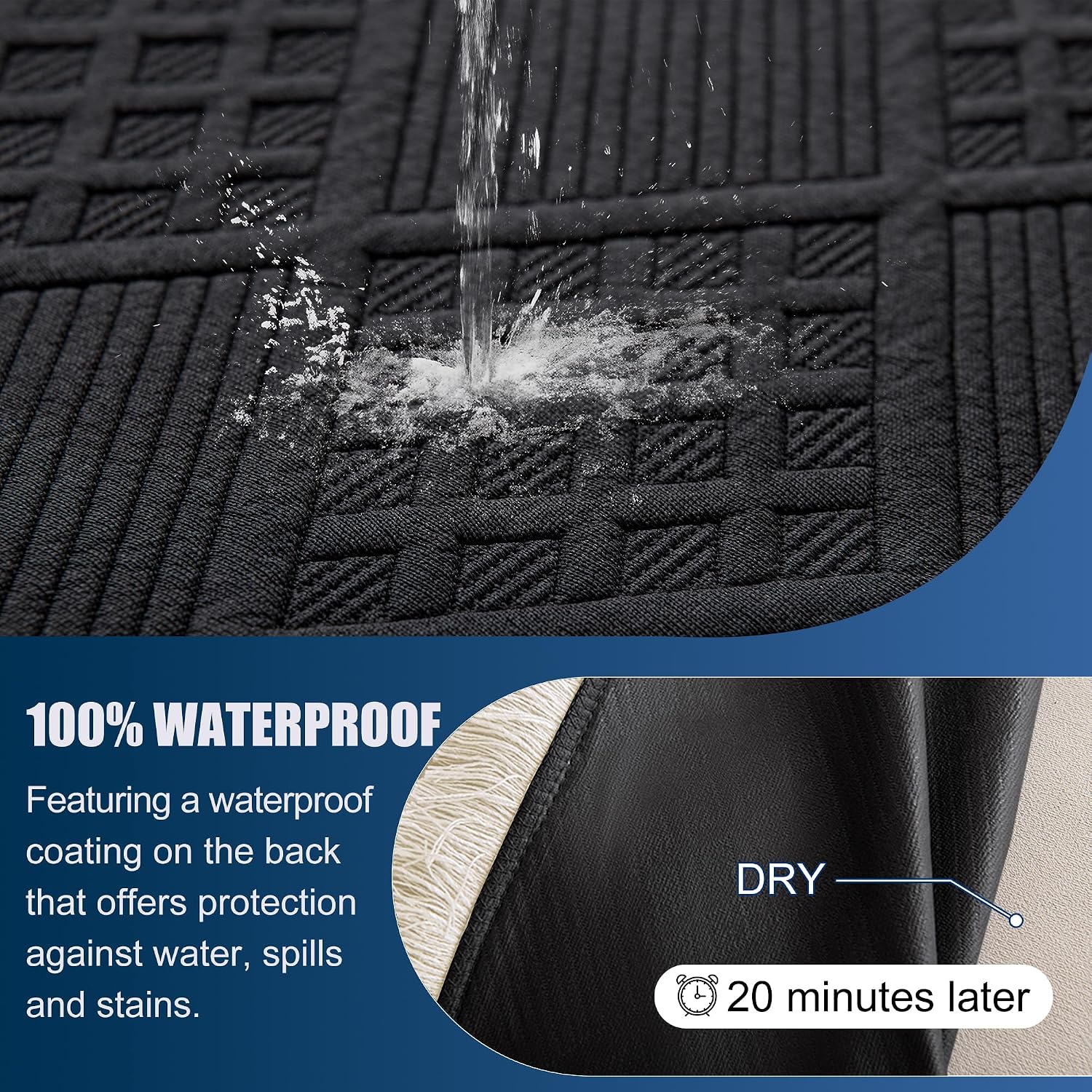 Waterproof L Shaped Sectional Couch Covers Blanket 2 Piece Sectional Sofa Cover Washable L Shape Sofa Slipcover Jacquard Quilted Furniture Protector for Dogs Pets Cats (XX-Large, Black)