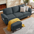 80' Convertible Sectional Sofa, Small L Shaped 3 Seat Couch with Reversible Storage Chaise, Modern Polyester Fabric Sofa Couches for Living Room, Apartment and Small Space, Dark Grey