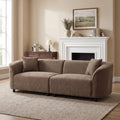 Merax 87' Curved Sofa Comfy Contemporary Upholstered Loveseat with Extra Deep Seats for Living Room Apartment Office, Brown