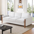Christopher Knight Home Yadil Teddy Fleece Upholstered 3 Seater Sofa Couch, Wooden Home Sofa Living Room, Comfy Cloud Couch for Bedroom, Home Office, Cream White